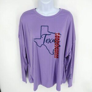 Texas Graphic Long Sleeve Shirt Purple The Lone Star State X-Large UPF 50 NWT